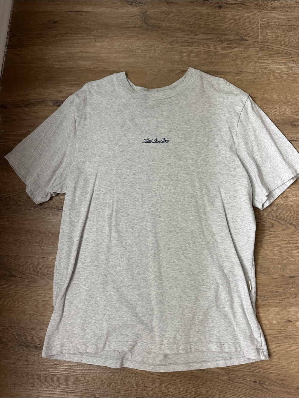 Aime Leon Dore Heather Gray Crewneck Tee with Script Logo